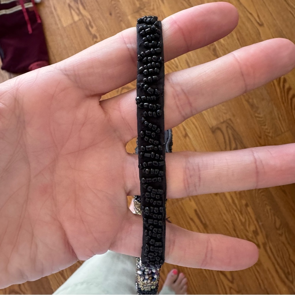 Black Beaded Clutch Roaring 20s Inspired Sparkly Unique - Picture 3 of 5